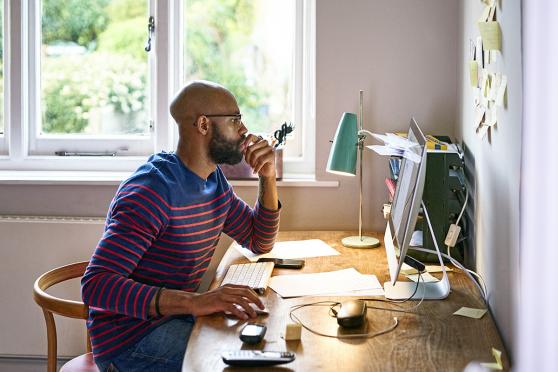 Man reading online news