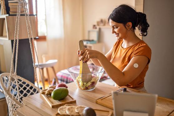 Woman making a salad